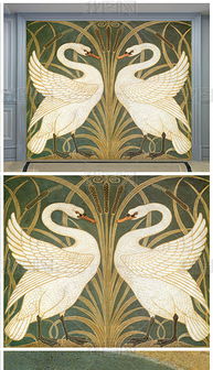 地中海田園油畫白天鵝油畫電視背景墻圖片素材 效果圖下載