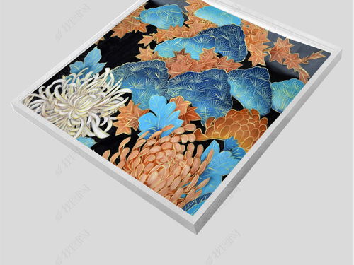 高清立體手繪藍色經典菊花山水油畫圖圖片下載