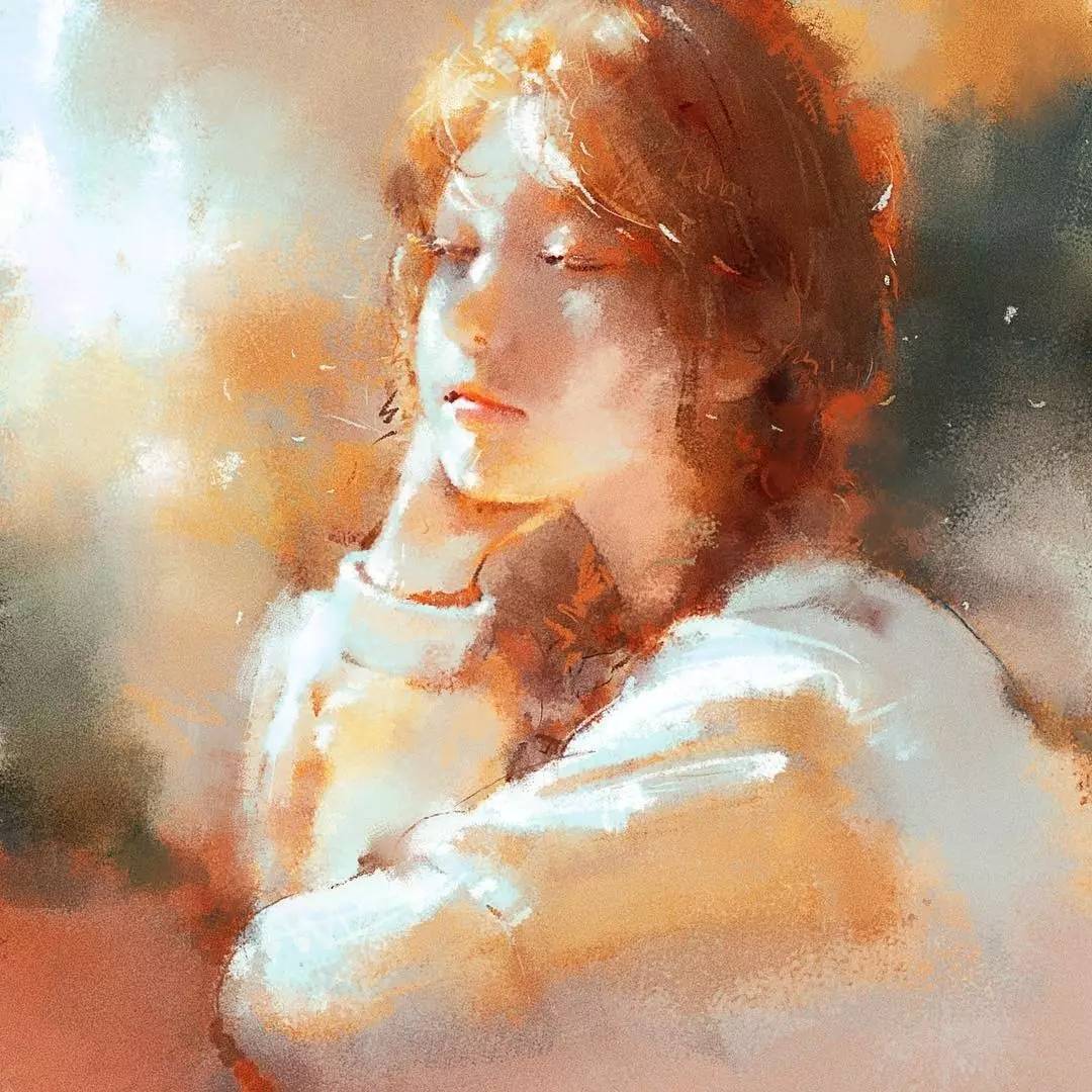 插畫融入油畫里,畫出了初戀般的女孩!