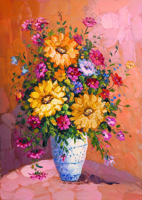 黃色花朵油畫裝飾畫 藝術與空間的溫暖邂逅