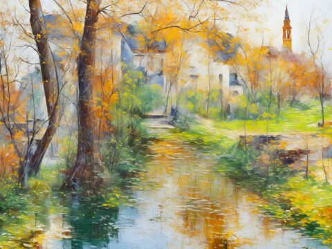 歐式風景油畫 傳統藝術與現代設計的優雅融合